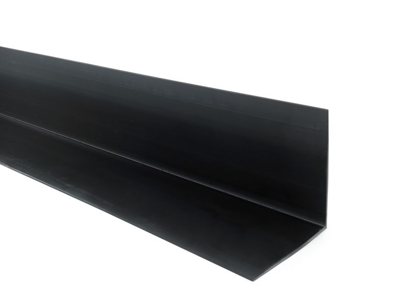 Hård PVC-vinkel 50x20 mm, QUEST, dekorativ, L-profil, hjørnebeskytter, KT, sort, 1 m