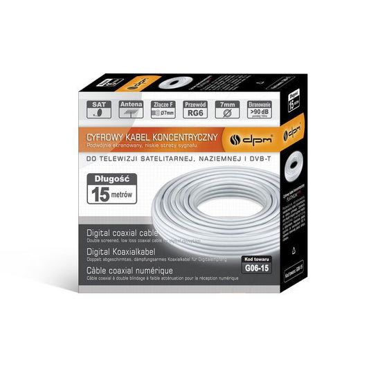 Koncentrisk kabel RG6U DPM Solid Lava 15 m