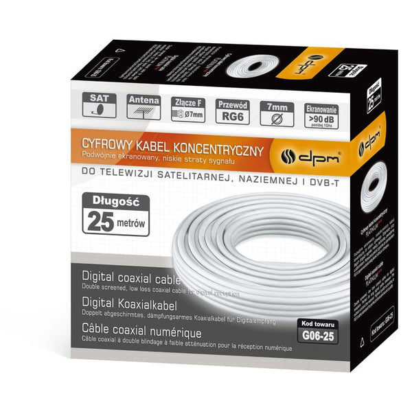 Koncentrisk kabel RG6U DPM Solid Lava 25 m