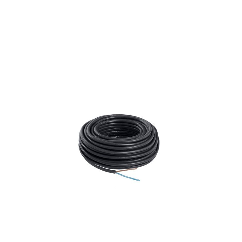 Strømkabel H03VVH2F 2 x 0,75 mm² 10 m sort