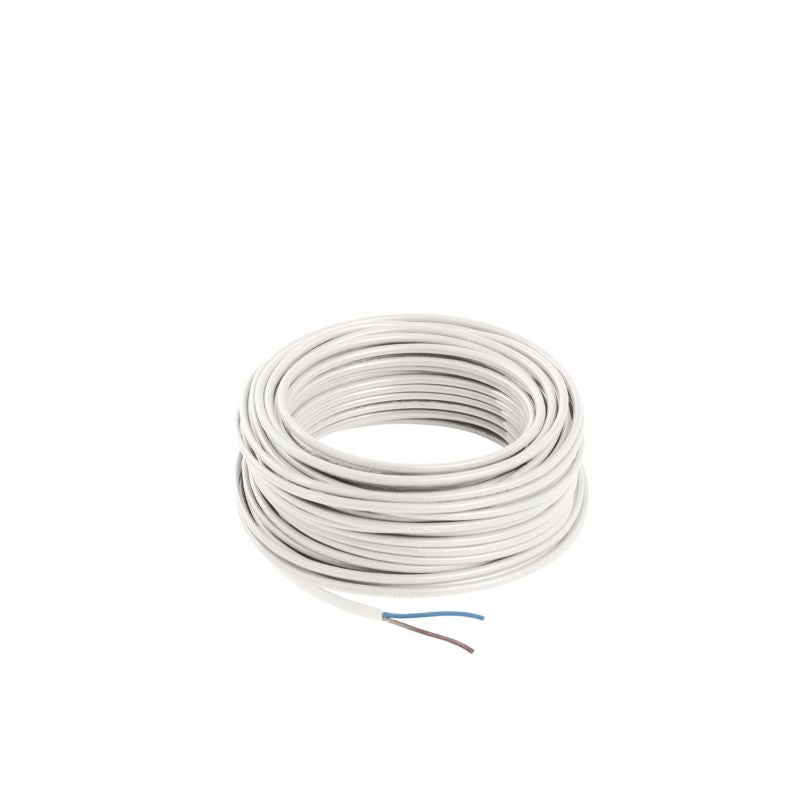 Strømkabel H03VVH2F 2 x 0,75 mm² 25 m hvid