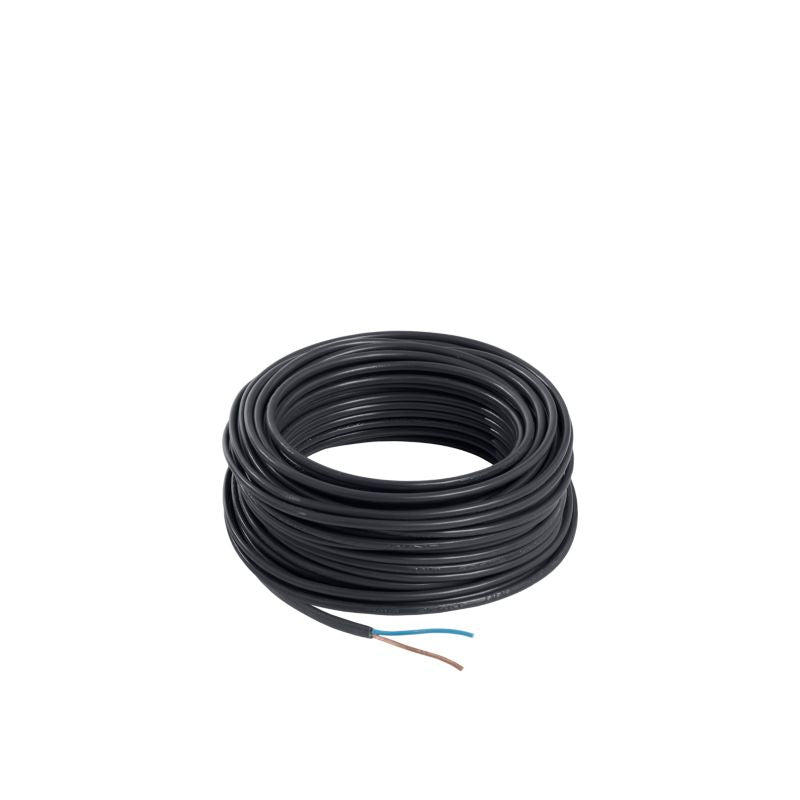 Strømkabel H03VVH2F 2 x 0,75 mm² 25 m sort