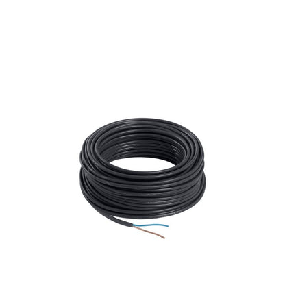 Strømkabel H03VVH2F 2 x 0,75 mm² 25 m sort