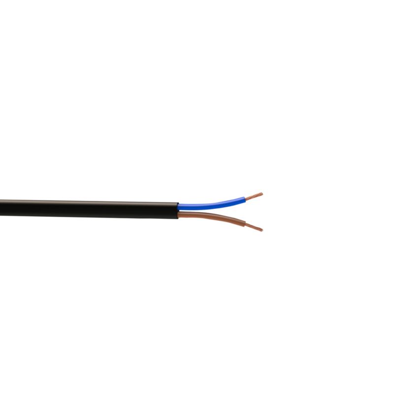 Strømkabel H03VVH2F 2 x 0,75 mm² 5 m sort