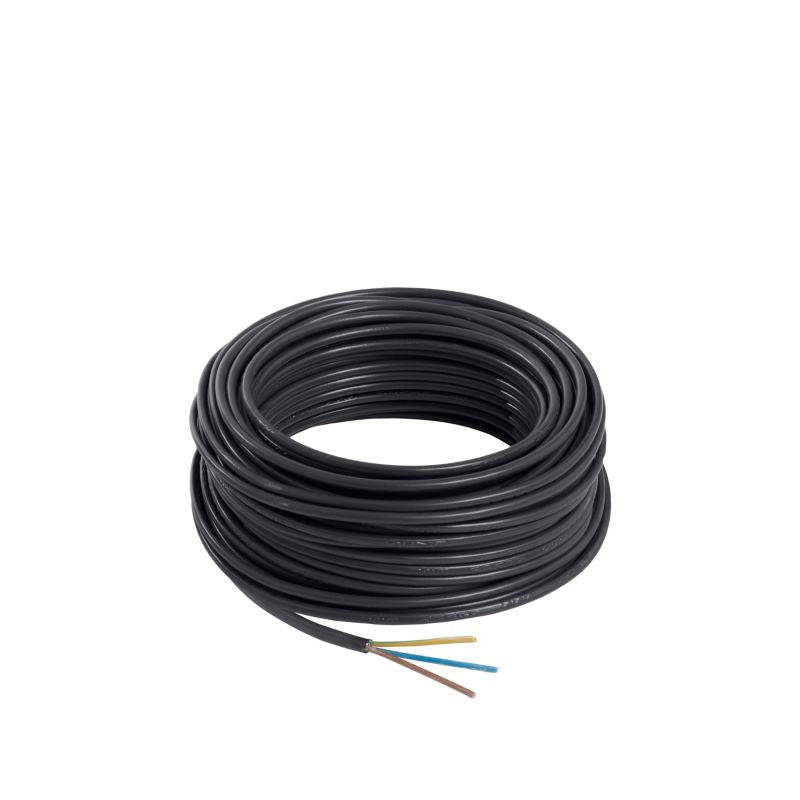 Strømkabel H05VVF 3 x 1,5 mm² 25 m sort