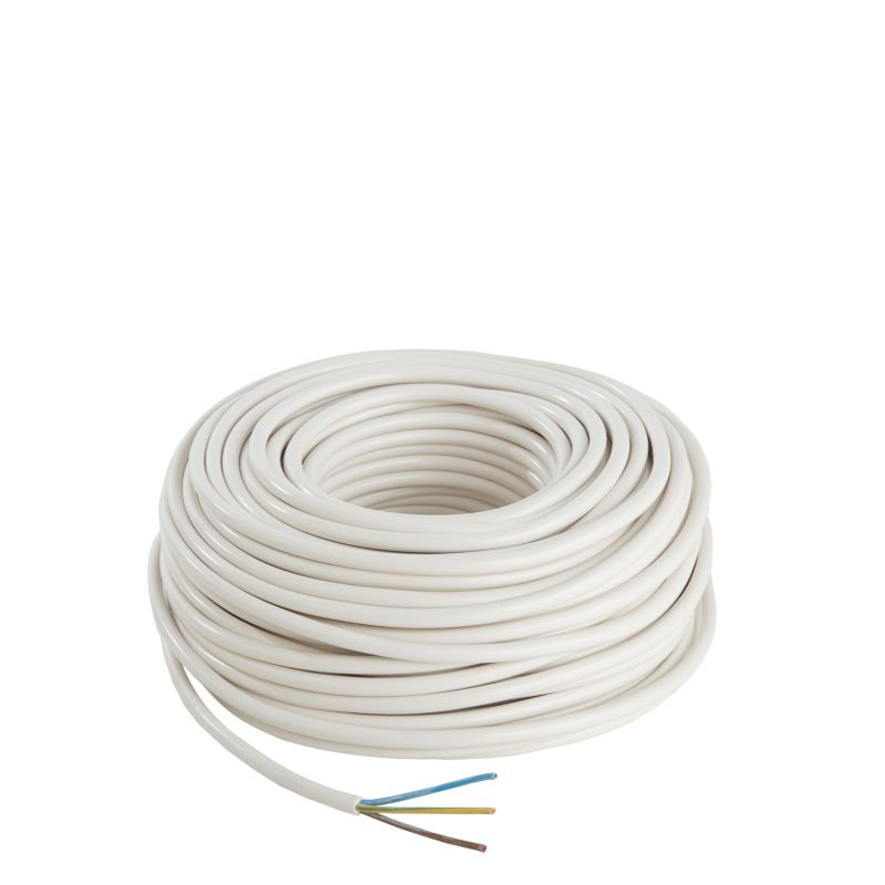Strømkabel H05VVF 3 x 1,5 mm² 50 m hvid
