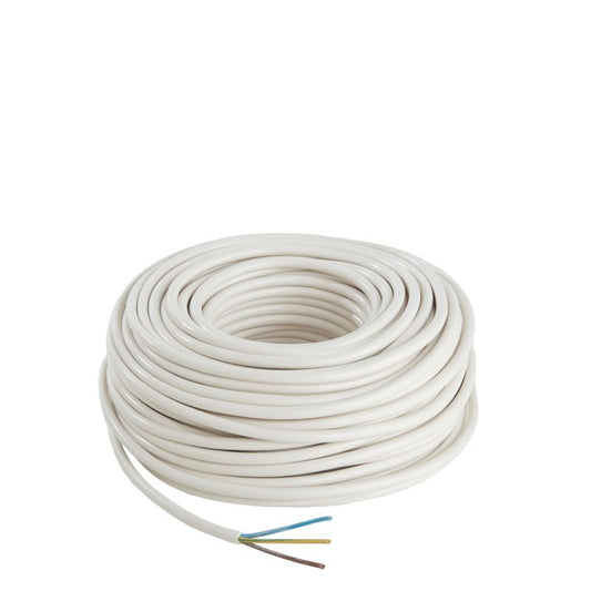 Strømkabel H05VVF 3 x 1,5 mm² 50 m hvid