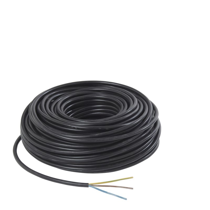 Strømkabel H05VVF 3 x 1,5 mm² 50 m sort