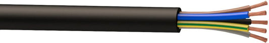 Strømkabel H07RNF 5 x 1,5 mm² i sort
