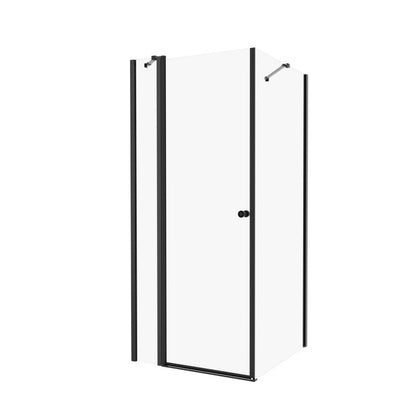Firkantet Brusekabine 90x90 cm Sort Transparent Glas