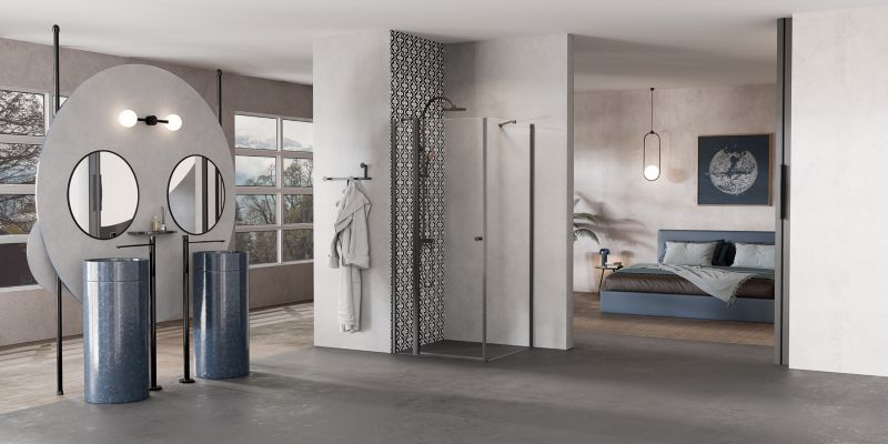 Firkantet Brusekabine 90x90 cm Sort Transparent Glas