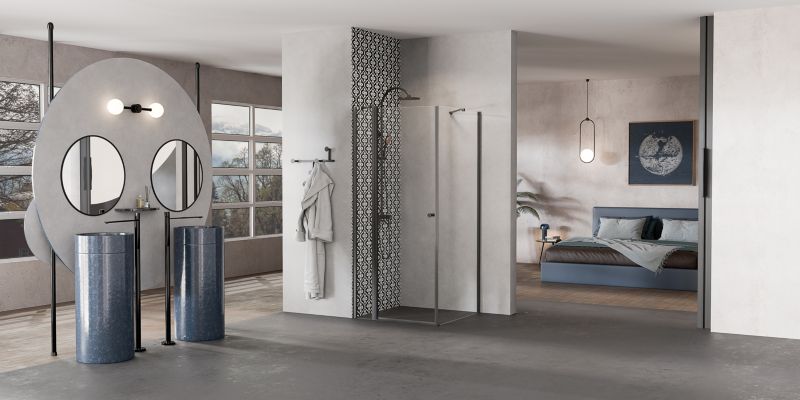 Firkantet Brusekabine 90x90 cm Sort Transparent Glas