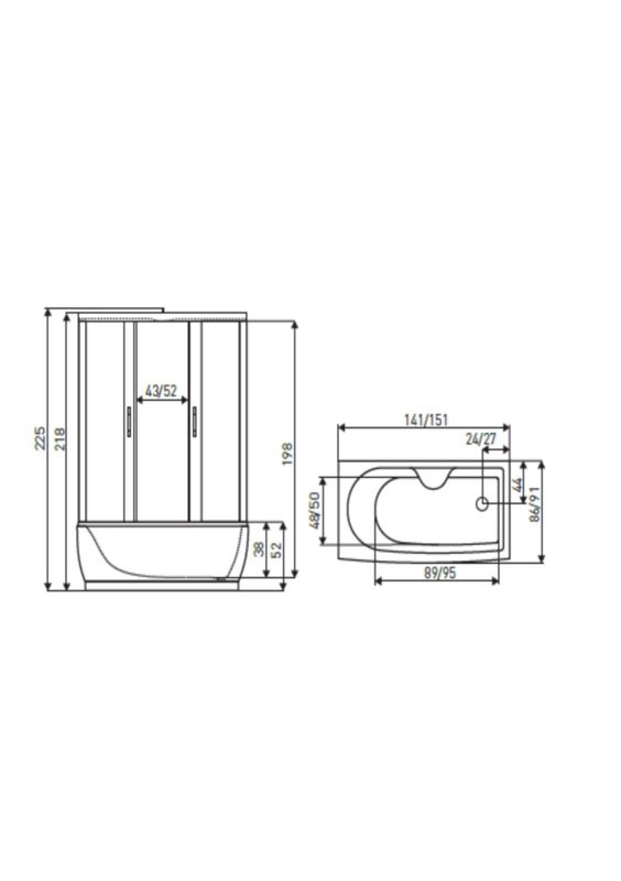 Hydromassagekabine Mocca 141/86 141x86 cm Sort | 5907548108982