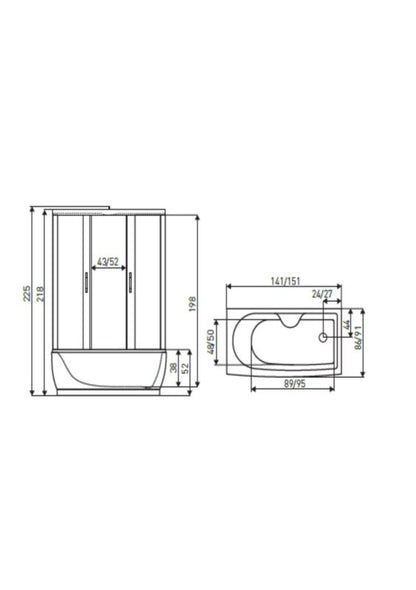 Hydromassage-brusekabine Mocca 151x91 cm Sort | Mocca 150/91