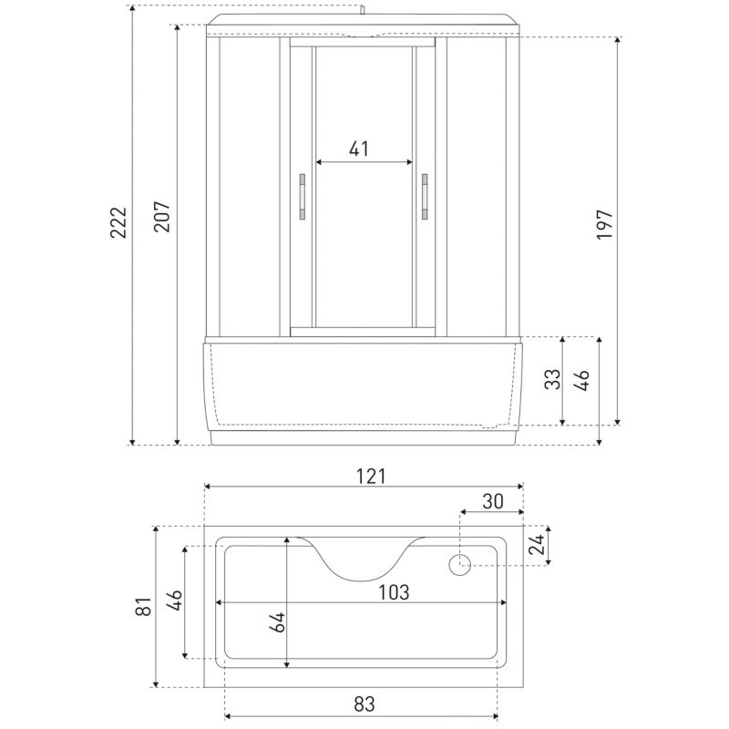 Hydromassagekabine XL 120 121x85,5x215 cm Sort | 5907548117083