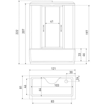 Hydromassagekabine XL 120 121x85,5x215 cm Sort | 5907548117083