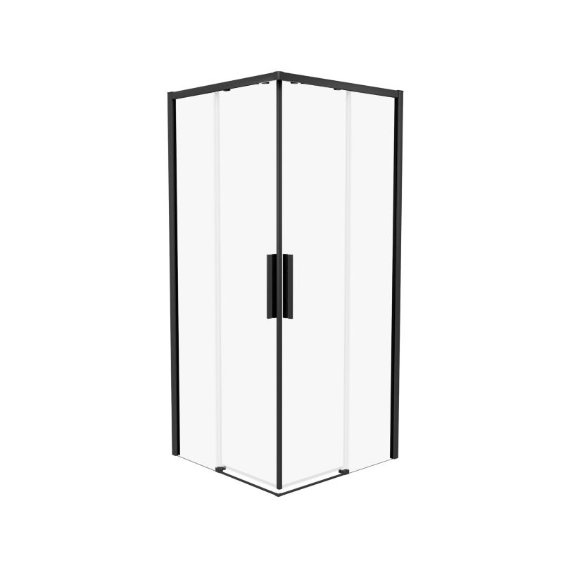 Kvadratisk Brusekabine Supreme Skydedøre 80 x 80 cm Sort/Transparent