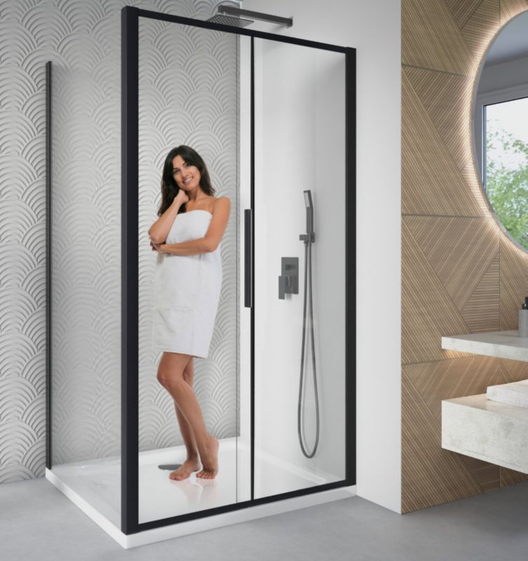 Rektangulært Brusekabine 100x70 cm Sort Aluminium Hærdet Glas