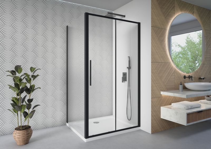Rektangulært Brusekabine 100x70 cm Sort Aluminium Hærdet Glas