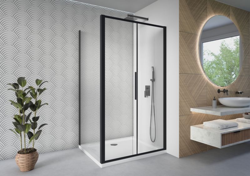 Rektangulært Brusekabine 100x70 cm Sort Aluminium Hærdet Glas