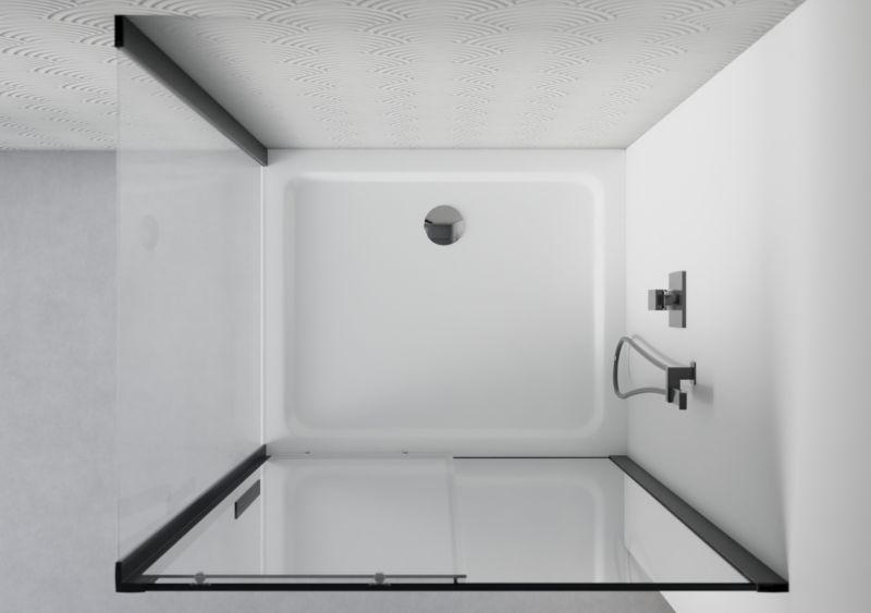 Rektangulært Brusekabine 100x70 cm Sort Aluminium Hærdet Glas