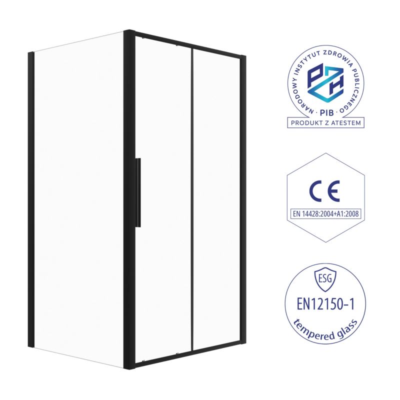 Rektangulært Brusekabine 100x70 cm Sort Aluminium Hærdet Glas