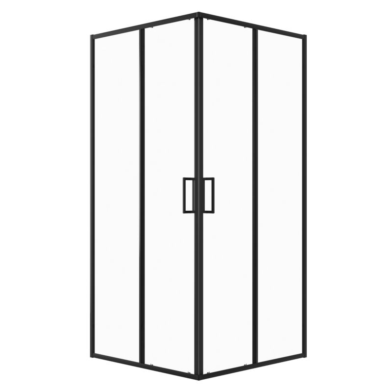 Kvadratisk Brusekabine 90x90 cm Sort Hærdet Glas Skydedøre
