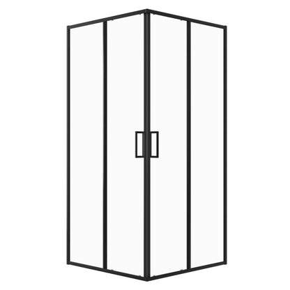 Kvadratisk Brusekabine 90x90 cm Sort Hærdet Glas Skydedøre