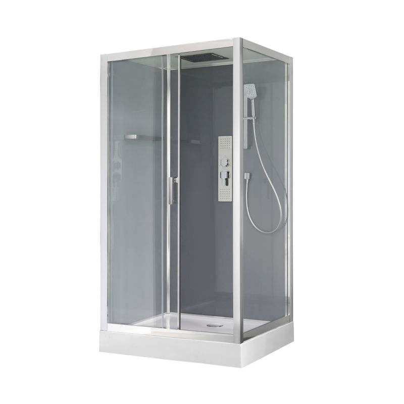 Asymmetrisk brusekabine GoodHome Beloya 80 x 120 cm krom med hydromassage