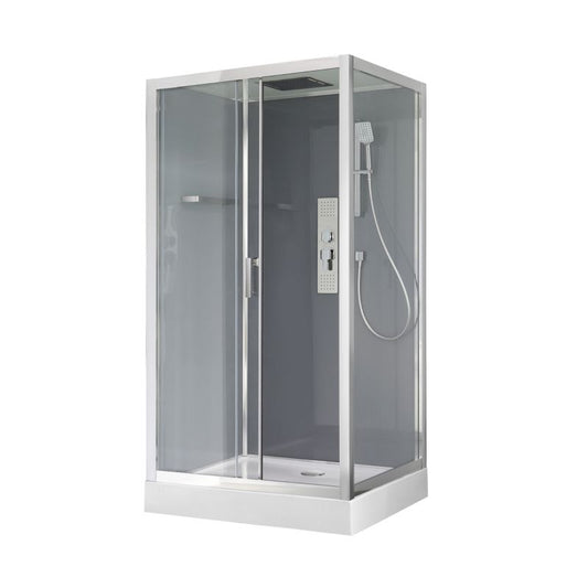 Asymmetrisk brusekabine GoodHome Beloya 80 x 120 cm krom med hydromassage