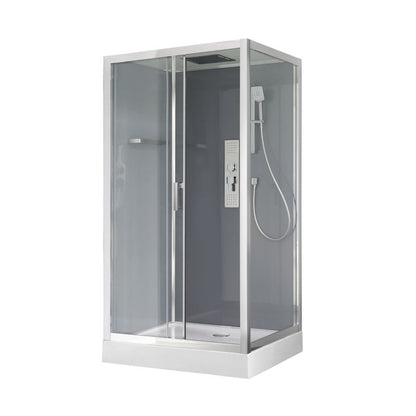 Asymmetrisk Brusekabine 80 x 120 cm Krom med Hydromassage