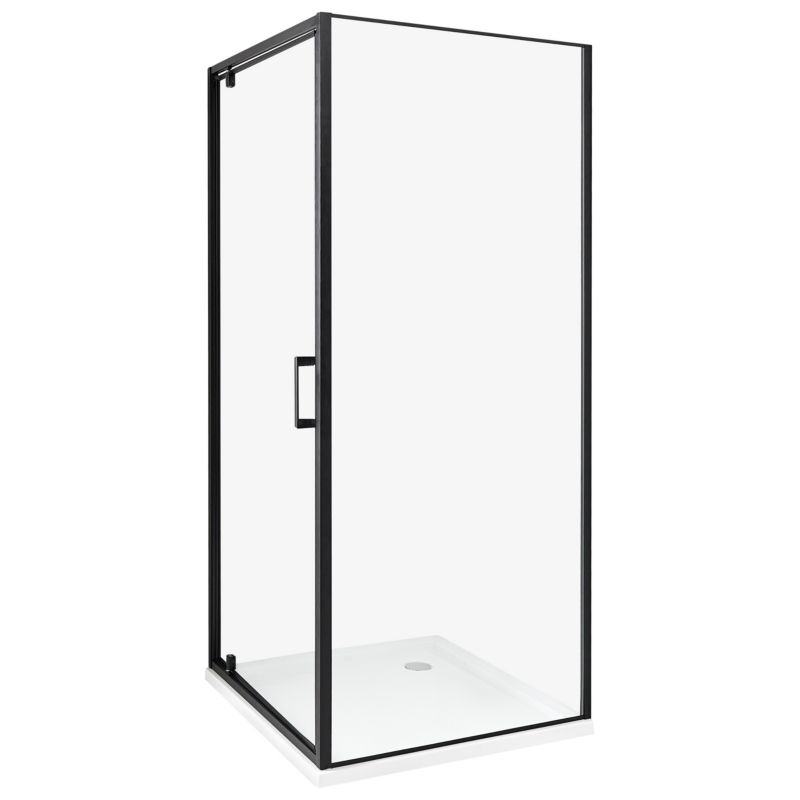 Kvadratisk Brusekabine 80 x 80 x 185 cm Sort Gennemsigtig