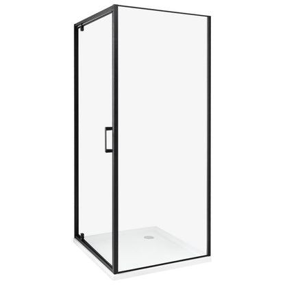 Kvadratisk Brusekabine 80 x 80 x 185 cm Sort Gennemsigtig