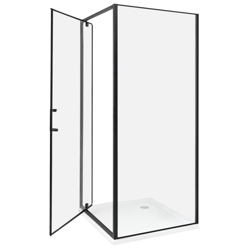 Kvadratisk Brusekabine 80 x 80 x 185 cm Sort Gennemsigtig