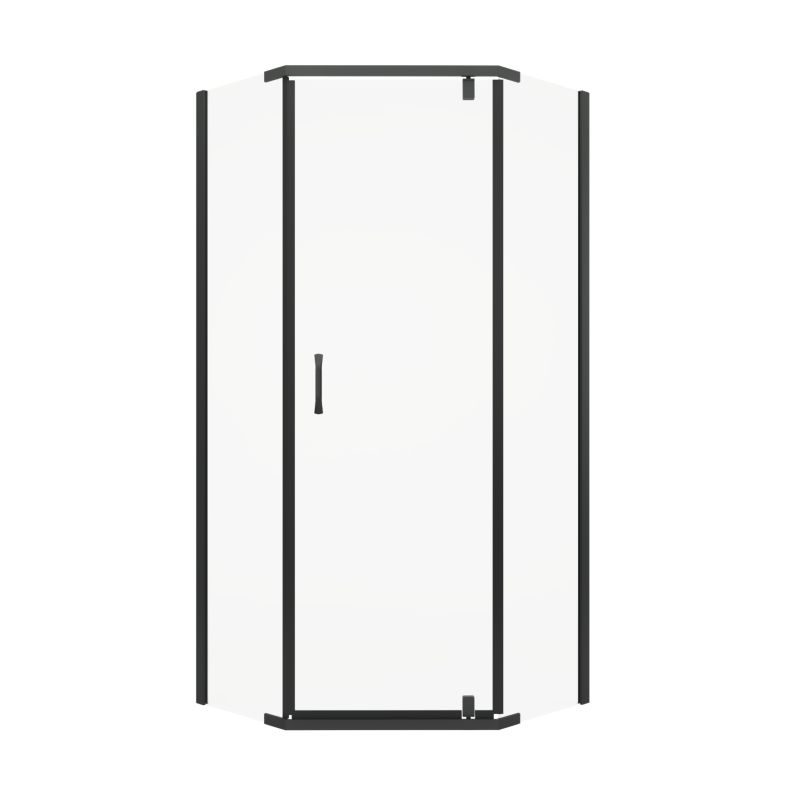 Femkantet Brusekabine 90x90 cm Sort Mat 8 mm Hærdet Glas