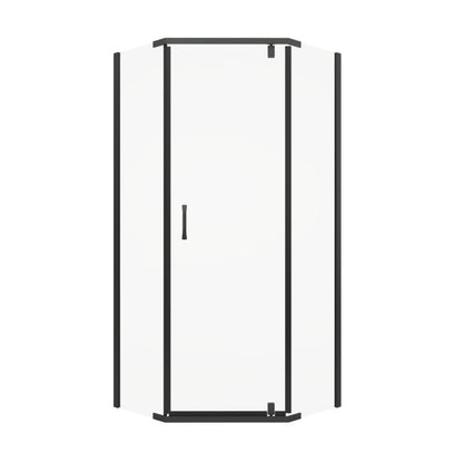 Femkantet Brusekabine 90x90 cm Sort Mat 8 mm Hærdet Glas