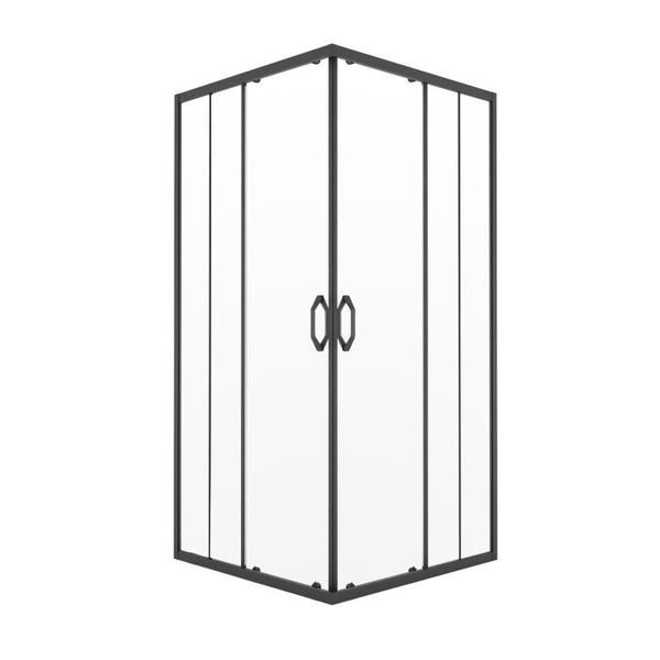 Kvadratisk Brusekabine Justerbar 78-100 x 78-100 cm Sort Hærdet Glas