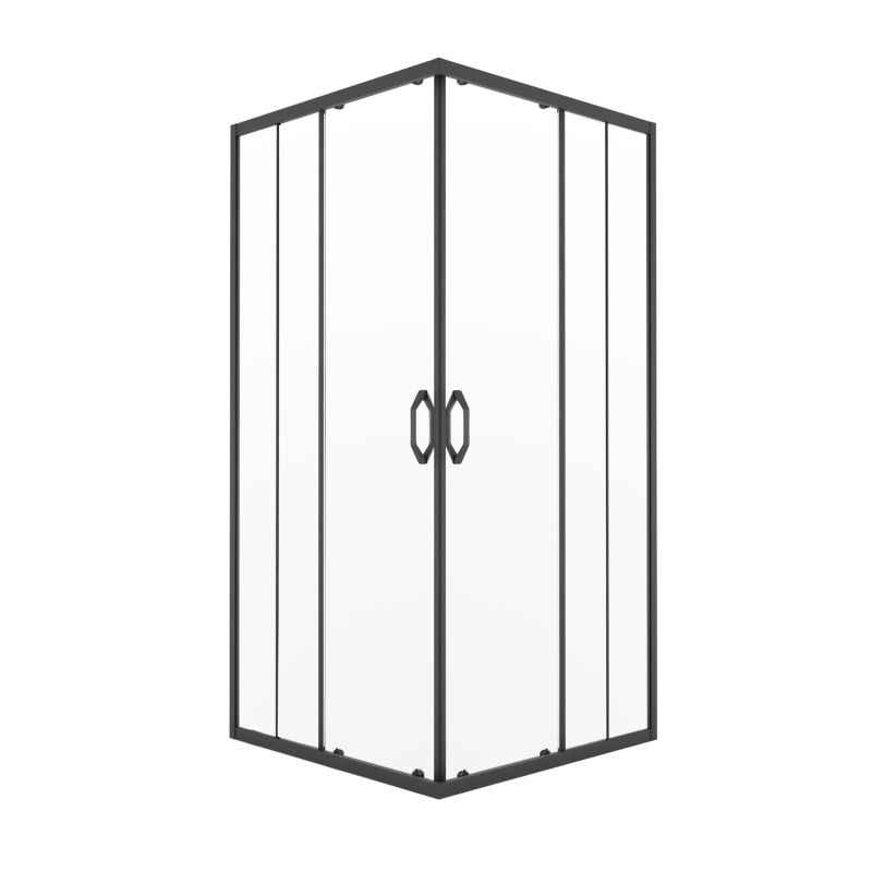Kvadratisk Brusekabine Justerbar 78-100 x 78-100 cm Sort Hærdet Glas