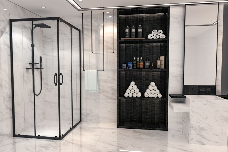 Kvadratisk Brusekabine Justerbar 78-100 x 78-100 cm Sort Hærdet Glas