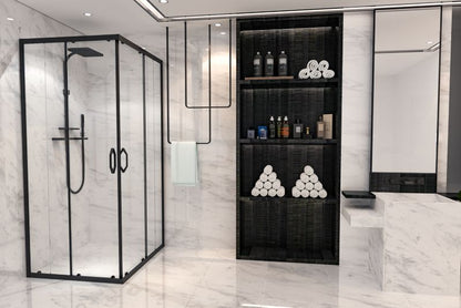 Kvadratisk Brusekabine Justerbar 78-100 x 78-100 cm Sort Hærdet Glas