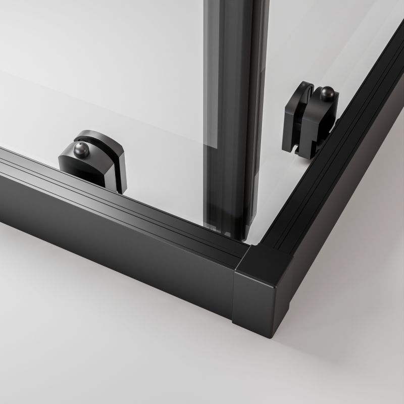 Kvadratisk Brusekabine Justerbar 78-100 x 78-100 cm Sort Hærdet Glas
