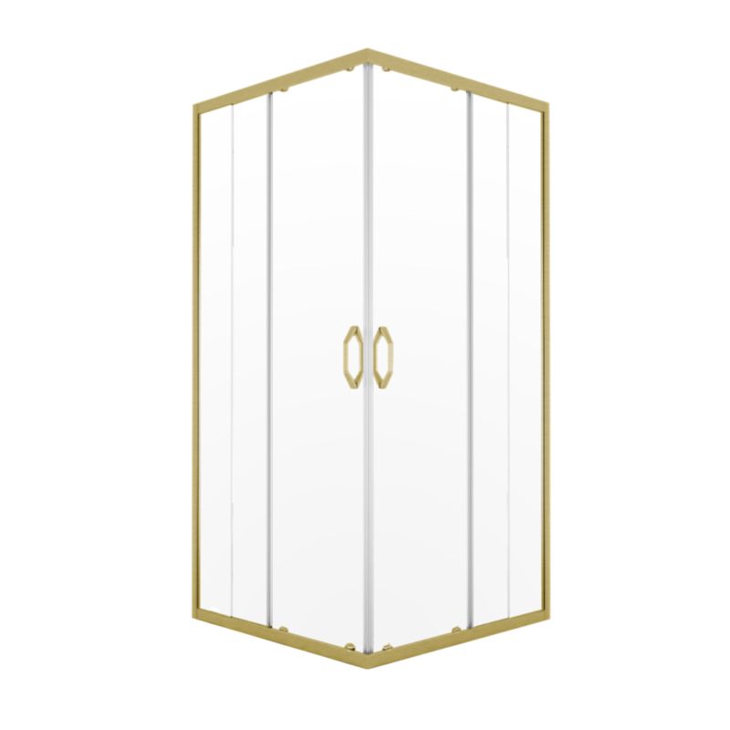 Kvadratisk Brusekabine Justerbar 78-100 x 78-100 cm Børstet Guld