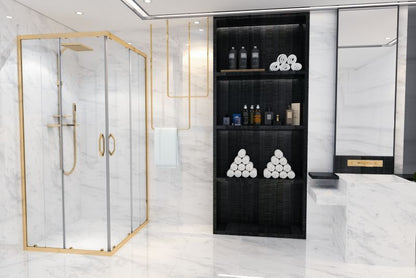 Kvadratisk Brusekabine Justerbar 78-100 x 78-100 cm Børstet Guld