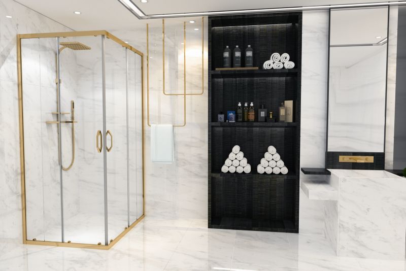 Kvadratisk Brusekabine Justerbar 78-100 x 78-100 cm Guld