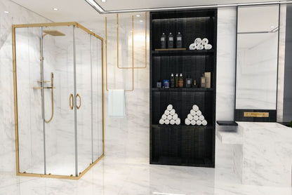 Kvadratisk Brusekabine Justerbar 78-100 x 78-100 cm Guld