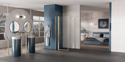 Kvadratisk Brusekabine Caprice 90x90 cm Børstet Guld Transparent Glas