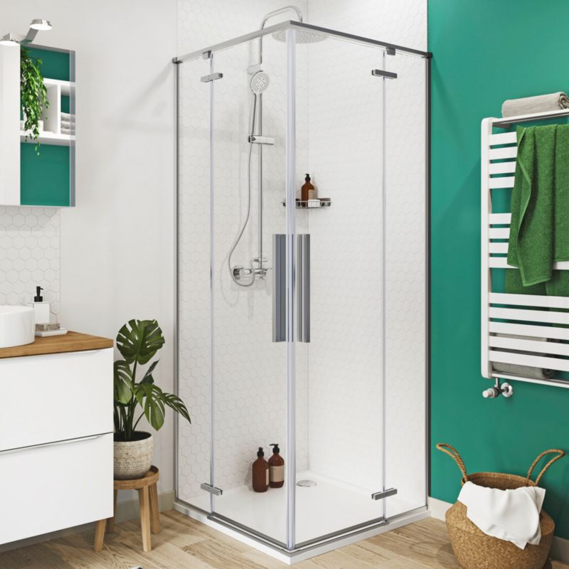 Firkantet Brusekabine 80x80 cm Krom Transparent Aluminium