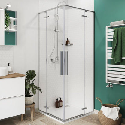 Firkantet Brusekabine 80x80 cm Krom Transparent Aluminium