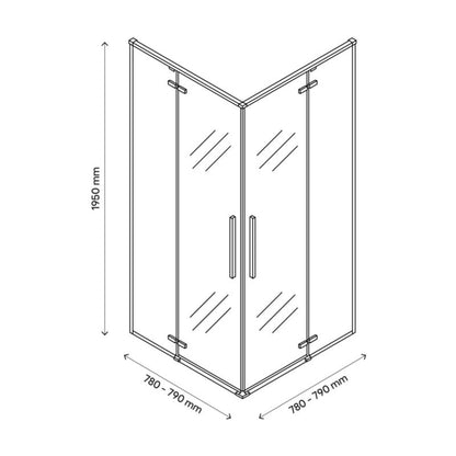 Firkantet Brusekabine 80x80 cm Krom Transparent Aluminium