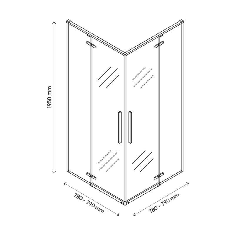 Firkantet Brusekabine 80x80 cm Krom Transparent Aluminium
